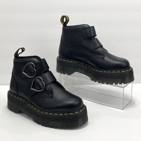 NEW DR MARTENS DEVON HEART LEATHER PLATFORM BOOTS - Picture 5 of 12